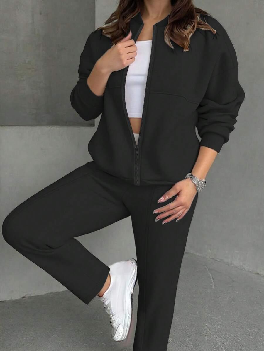 CZARNY KOMPLET BLUZA SPODNIE 