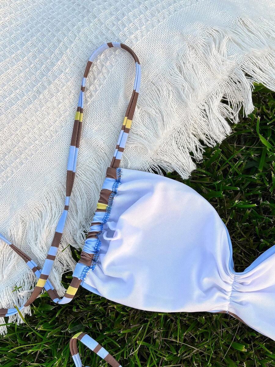 komplet bikini wzór paski