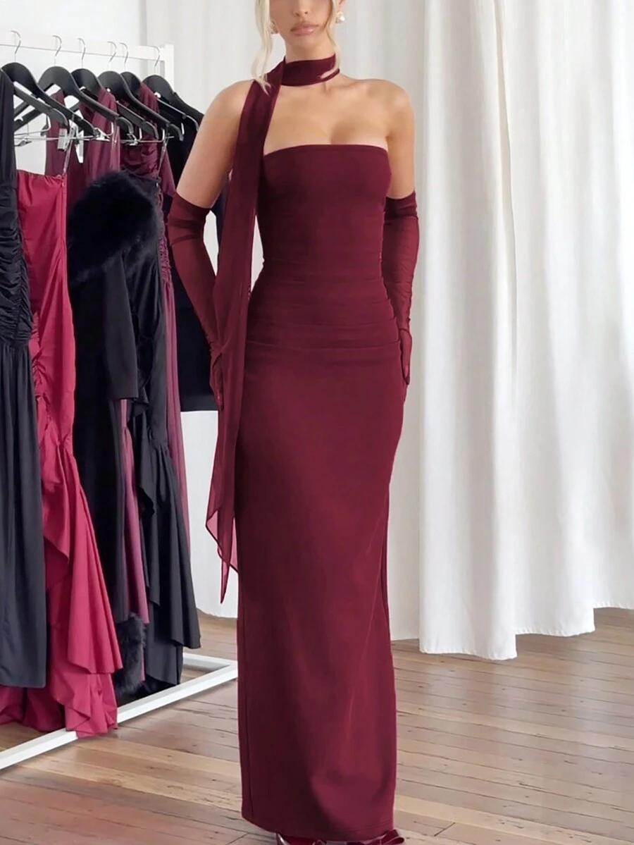 czerwona maxi sukienka