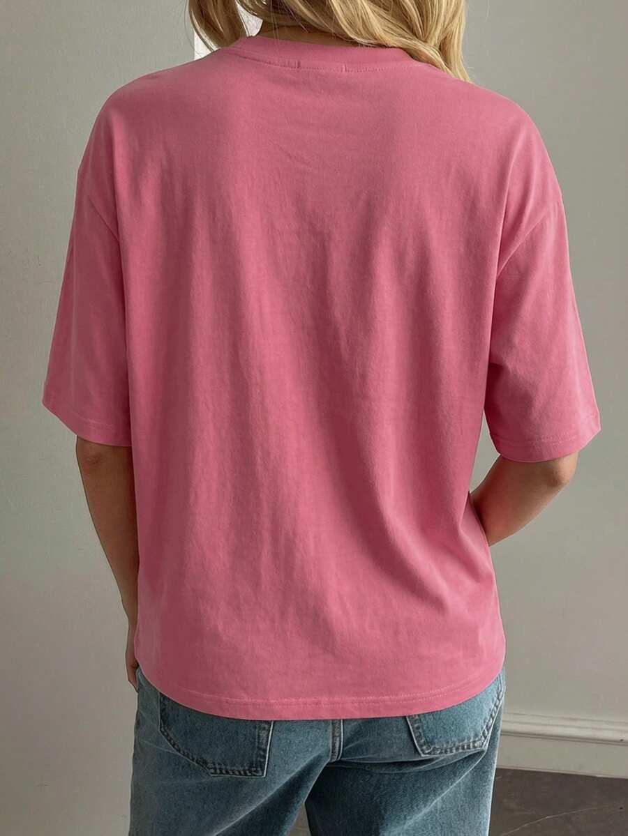 RÓŻOWY T-SHIRT OVERSIZE