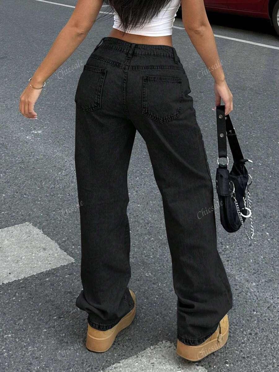 CZARNE SPODNIE JEANS