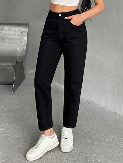 CZARNE SPODNIE JEANS