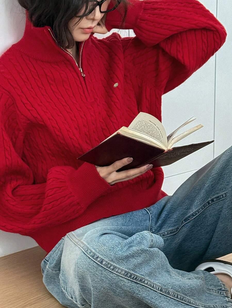 CZERWONY SWETER STÓJKA 