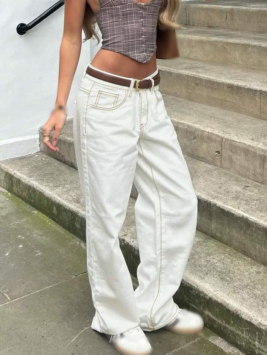 BIAŁE SPODNIE JEANS