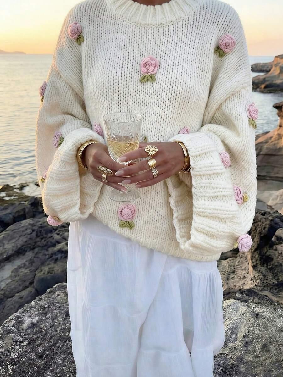 SWETER OVERSIZE KWIATY