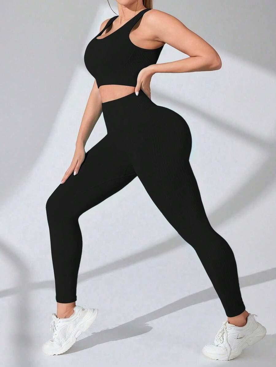 sportowy komplet biustonosz legginsy 