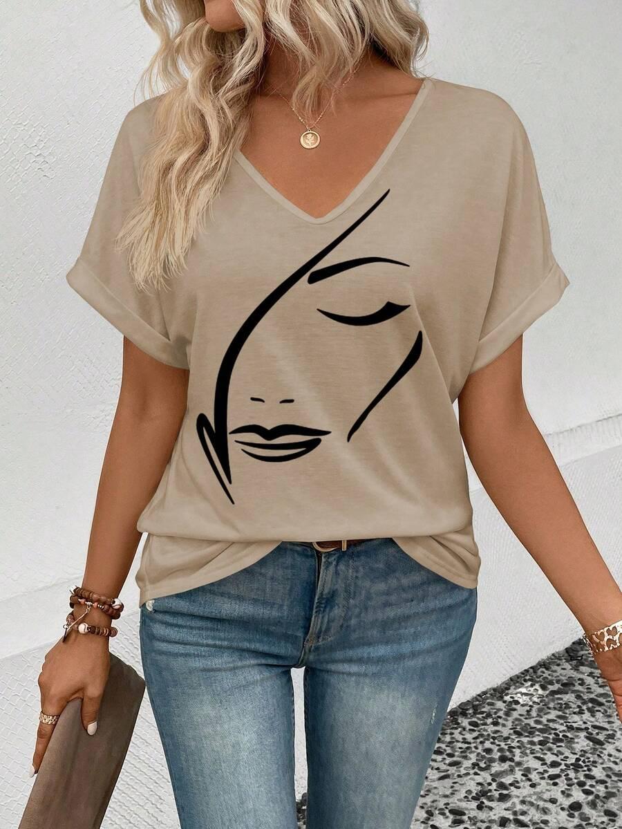 beżowa bluzka v-neck 