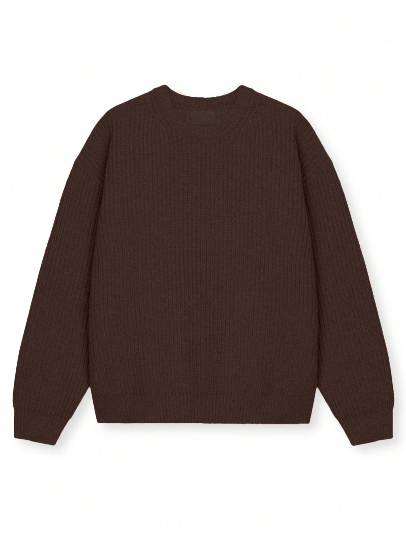 BRĄZOWY SWETER OKRĄGŁY DEKOLT