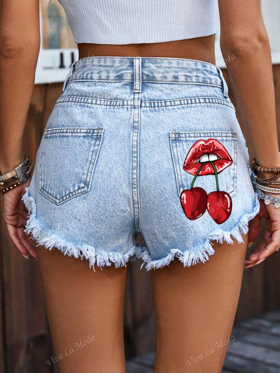 NIEBIESKIE SPODENKI JEANS PRINT