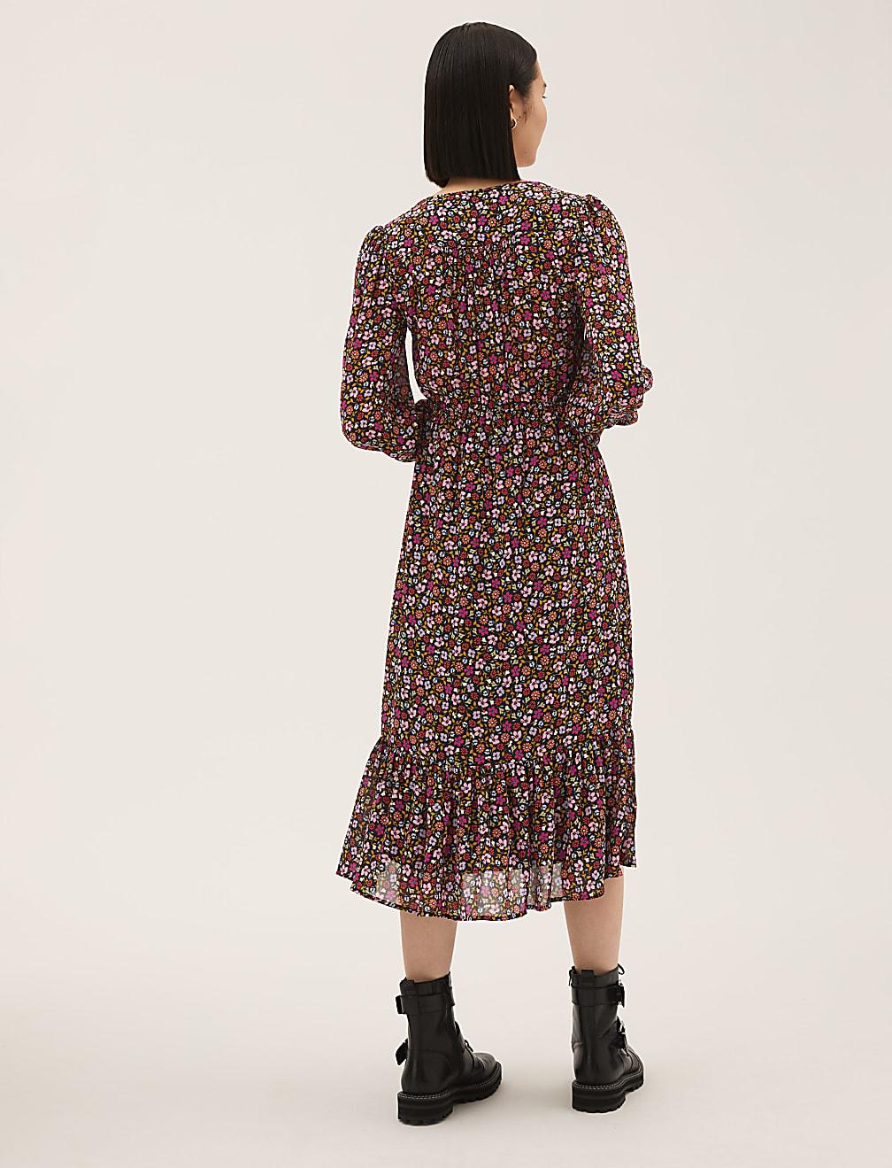 MIDI SUKIENKA KWIATY T42-7767-ZZ