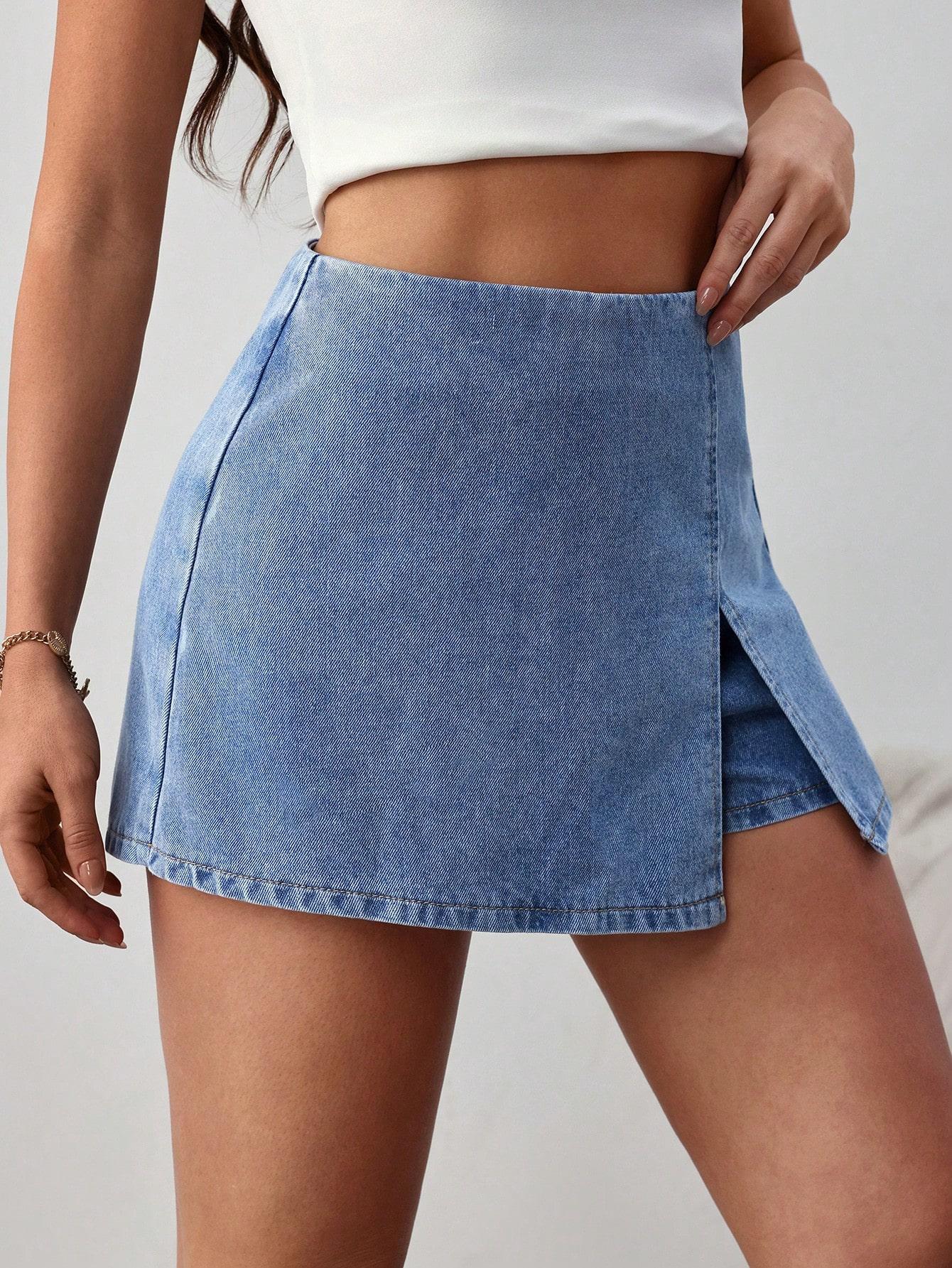 NIEBIESKIE SPÓDNICO-SPODENKI JEANS