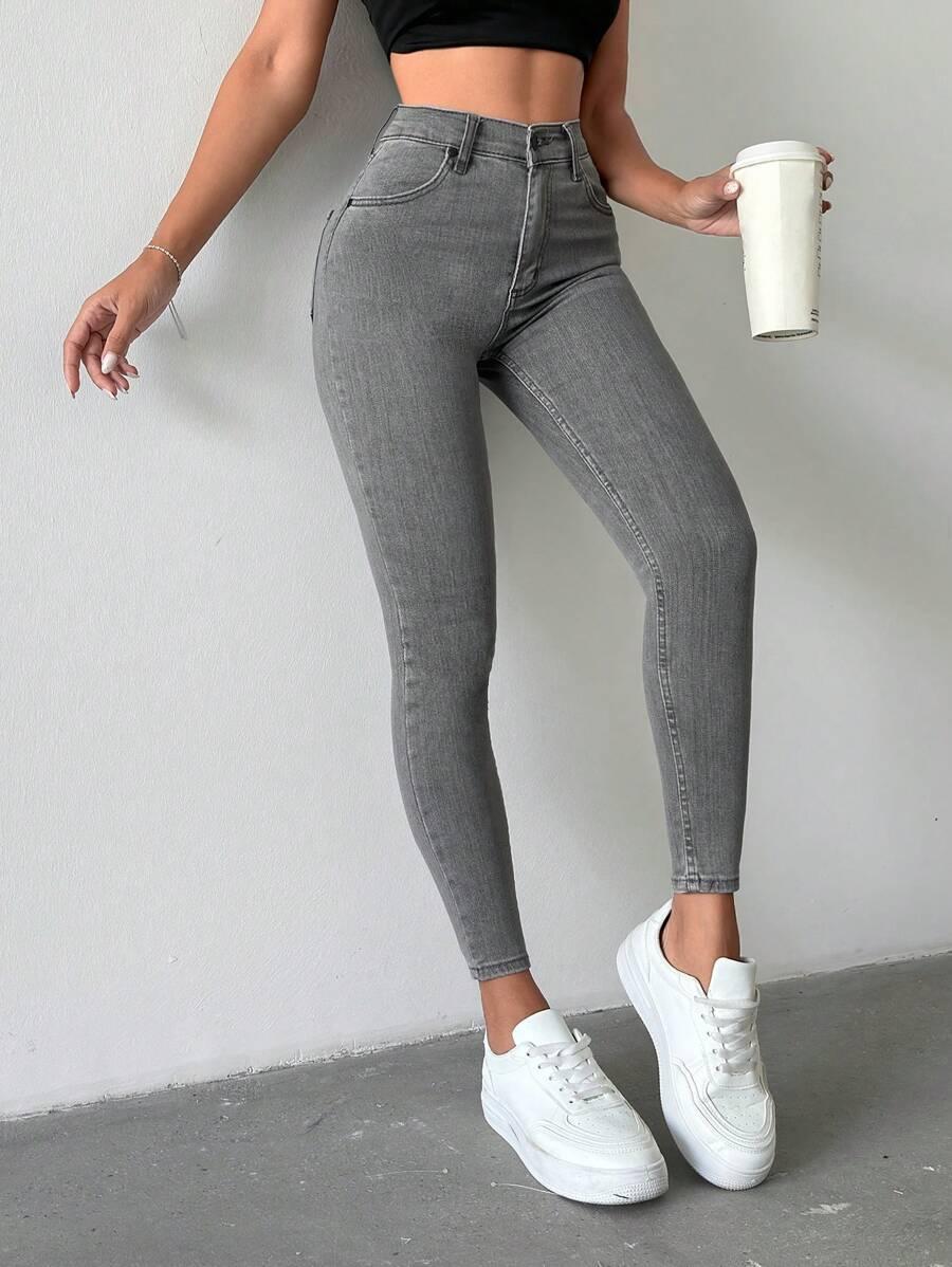 SZARE SPODNIE JEANS RURKI