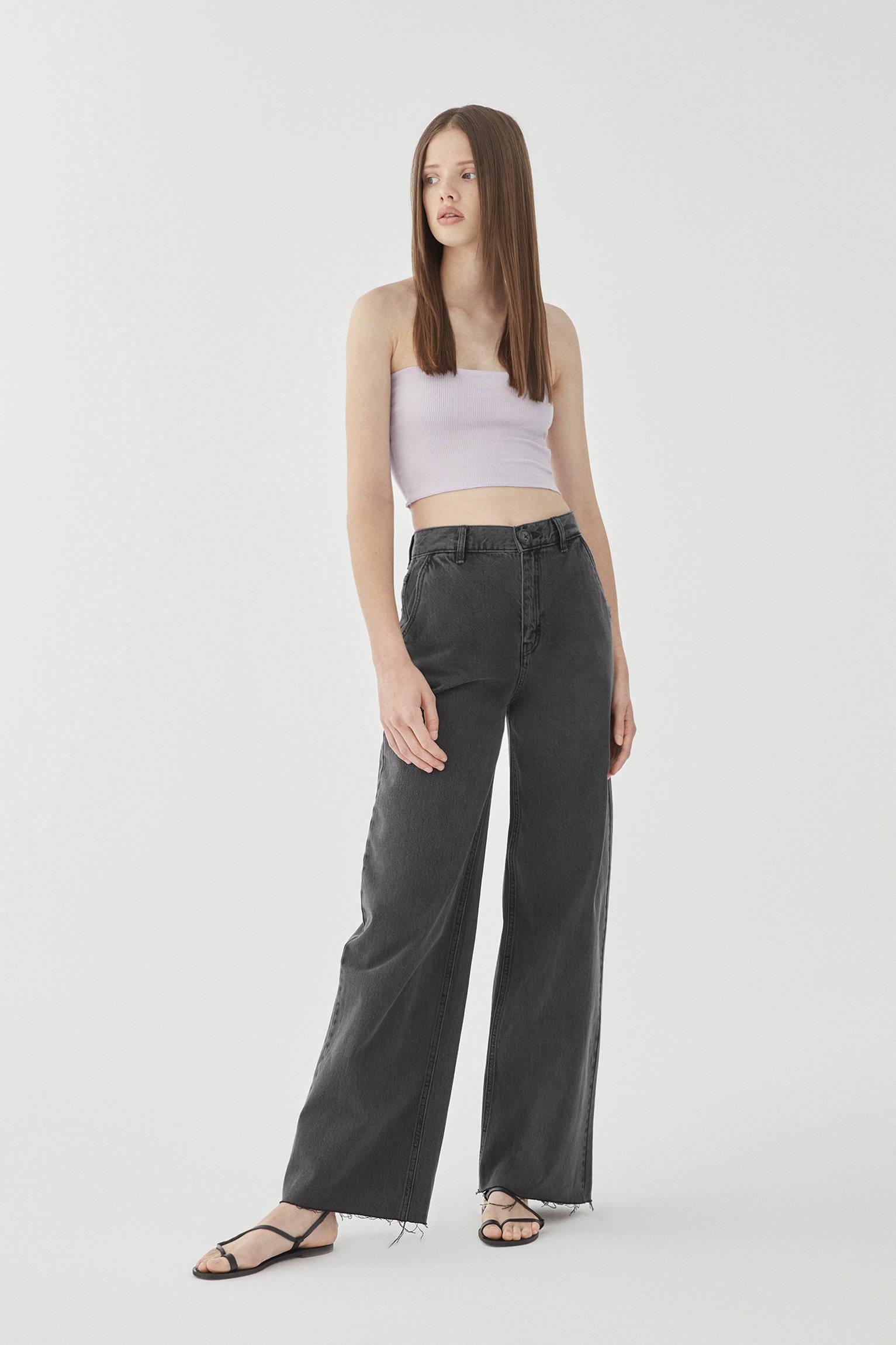 fioletowy prążkowany crop top tuba