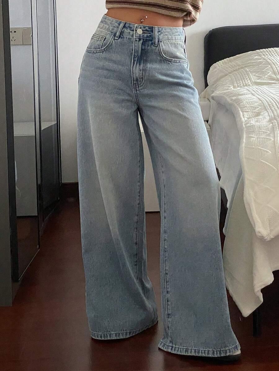 NIEBIESKIE PROSTE SPODNIE JEANS