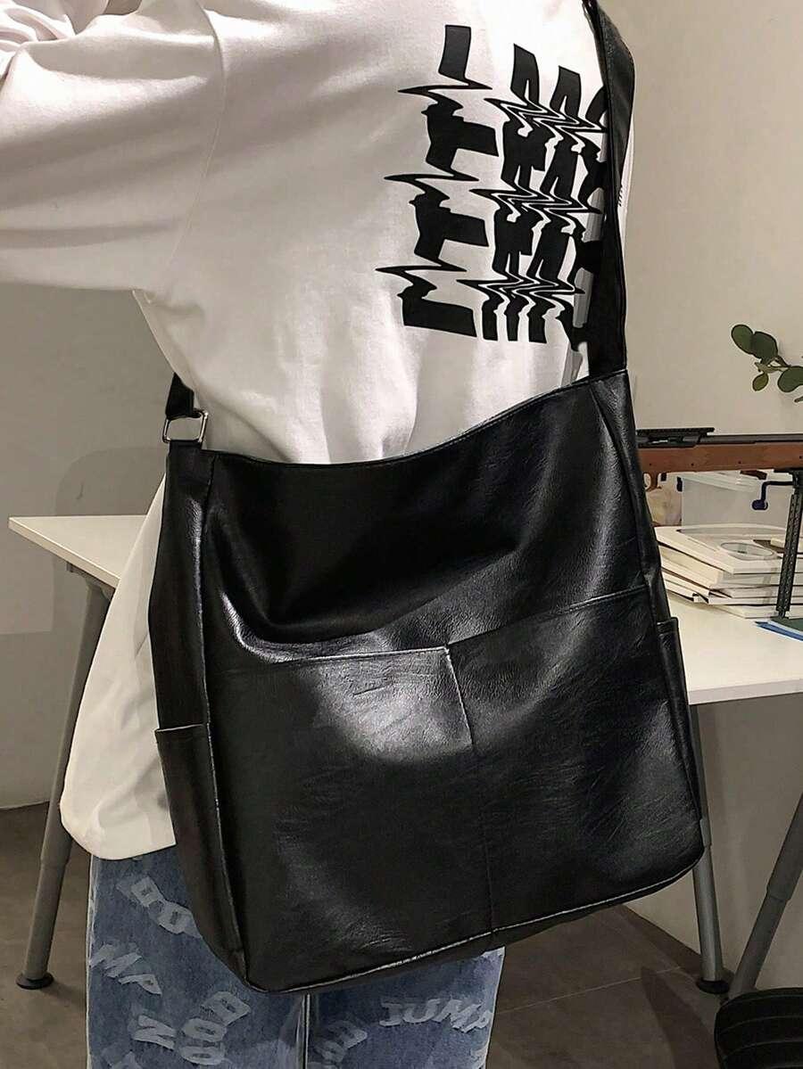 czarna torba imitacja skóry 