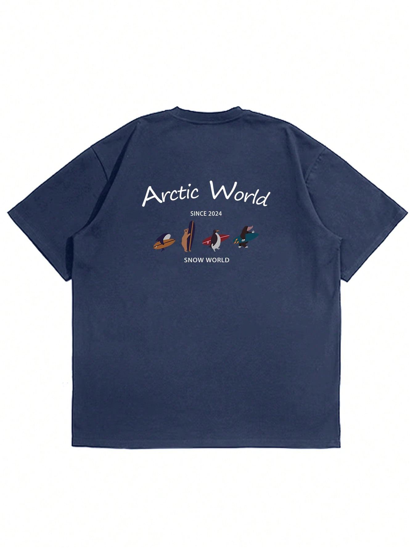 GRANATOWY T-SHIRT PRINT
