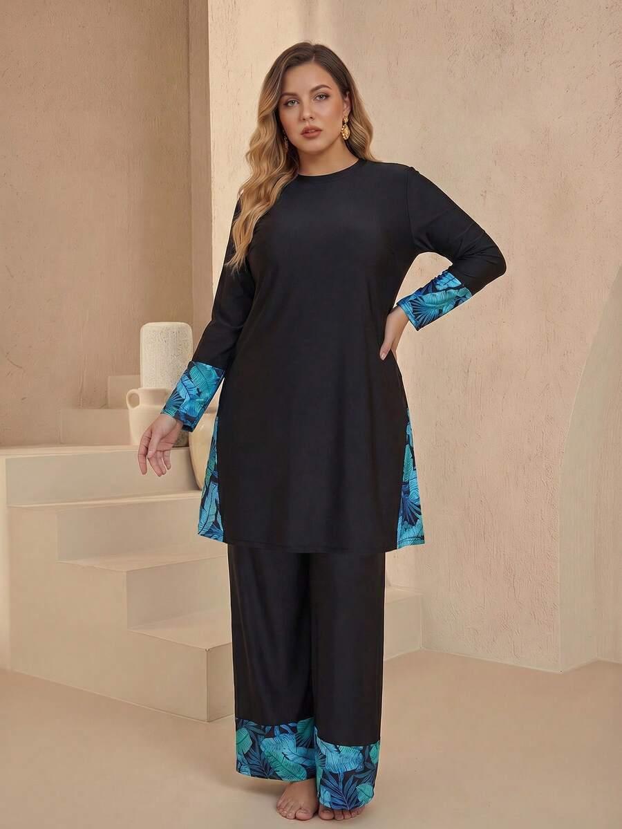 BURKINI DAMSKIE Z KONTRASTOWYM WYKOŃCZENIEM