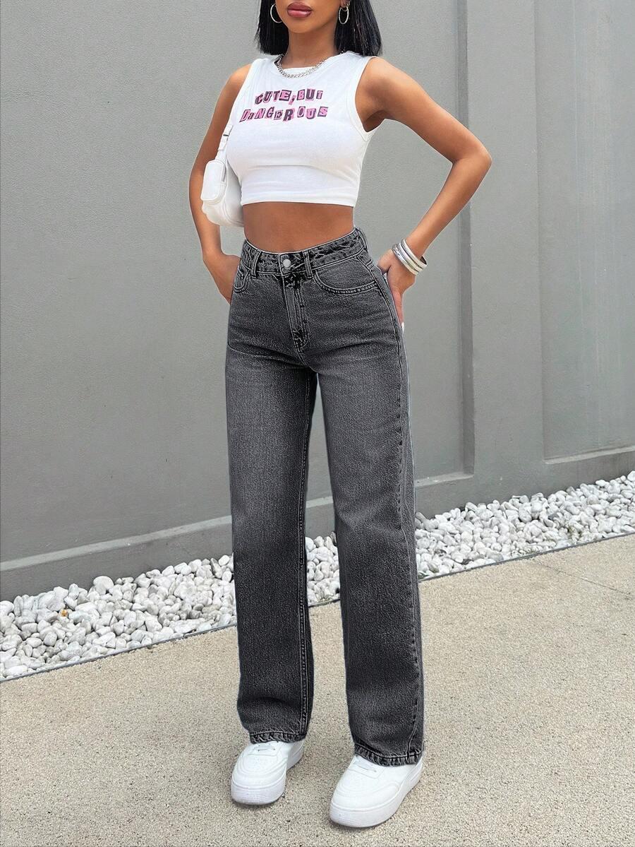 SZARE SPODNIE JEANS