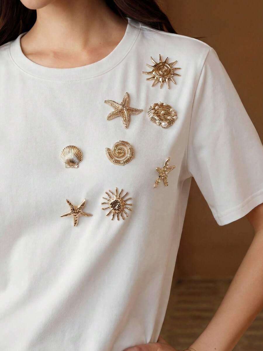 biały t-shirt zdobienie