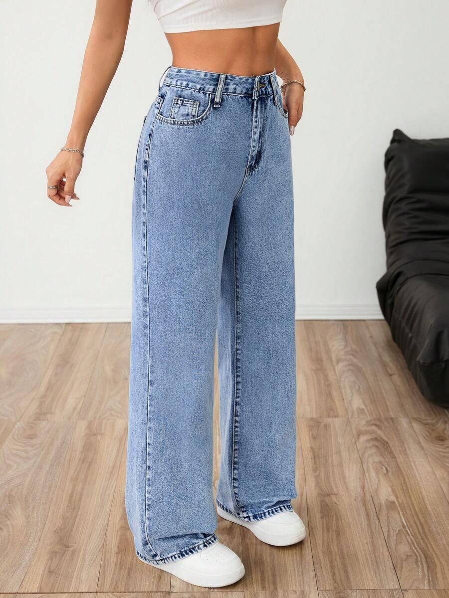 PROSTE SPODNIE JEANS WYSOKI STAN 