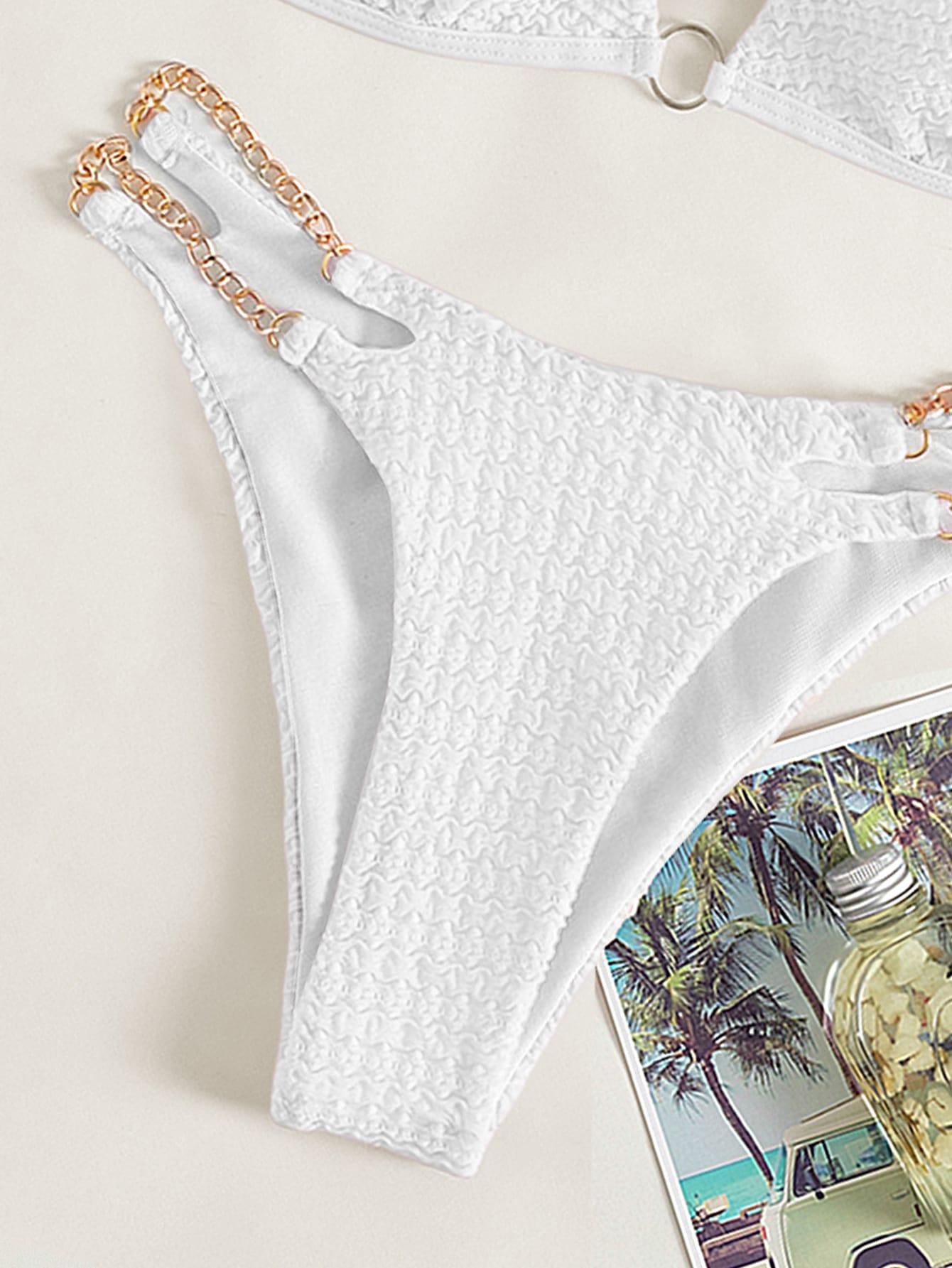 BIAŁY KOMPLET BIKINI ŁAŃCUCH