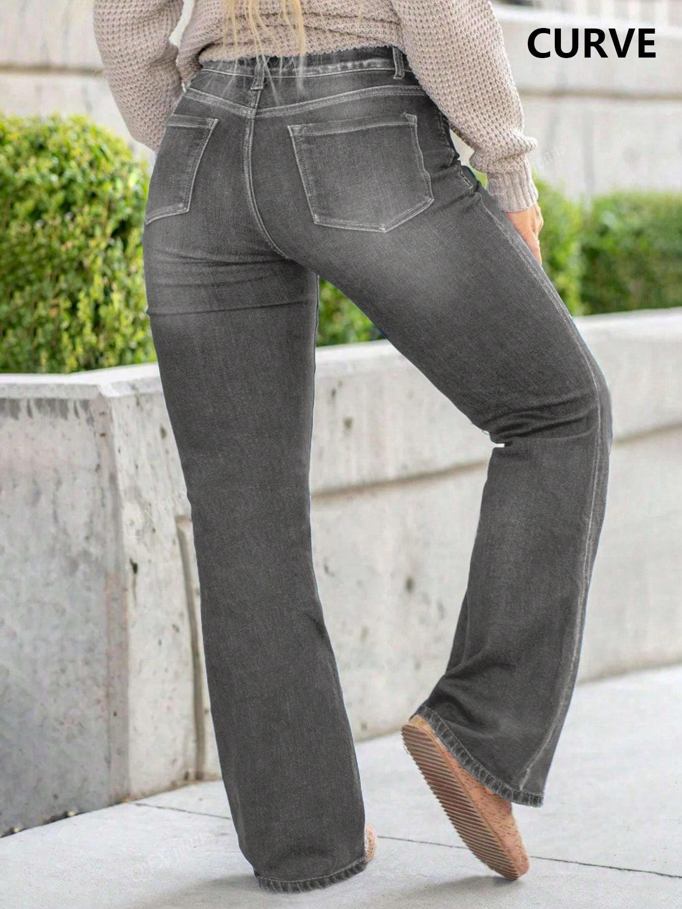 szare spodnie flare jeans
