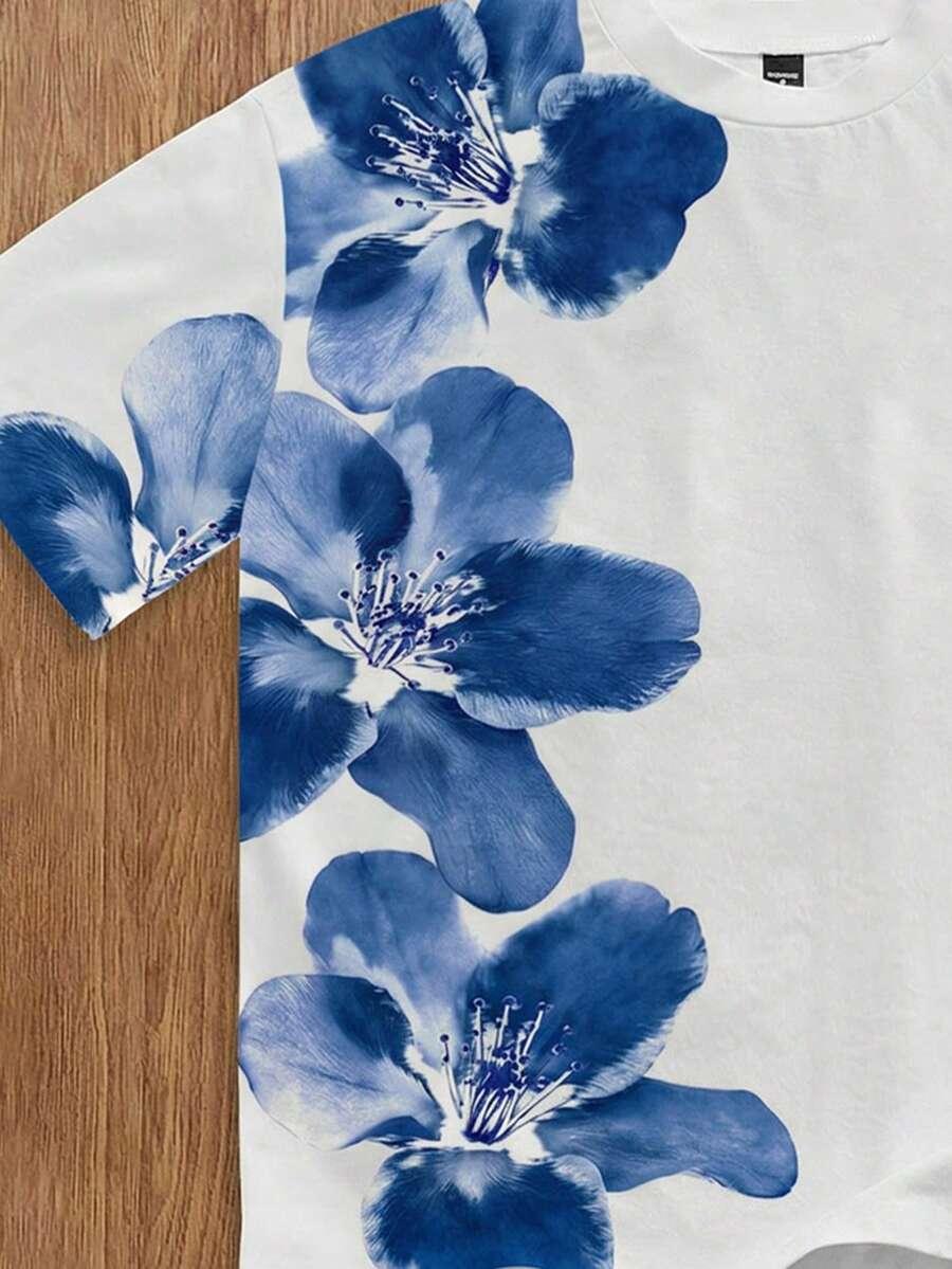 t-shirt okrągły dekolt wzór