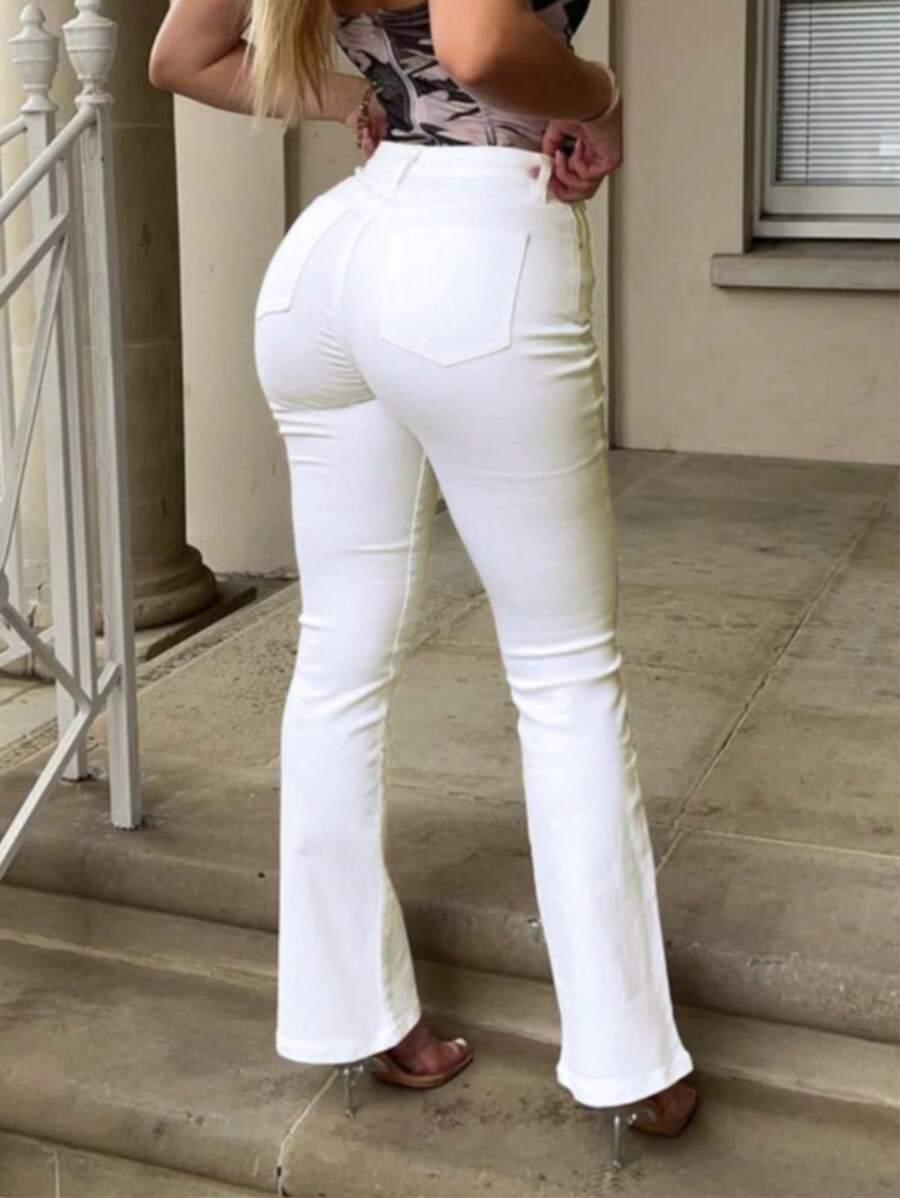 BIAŁE SPODNIE JEANS