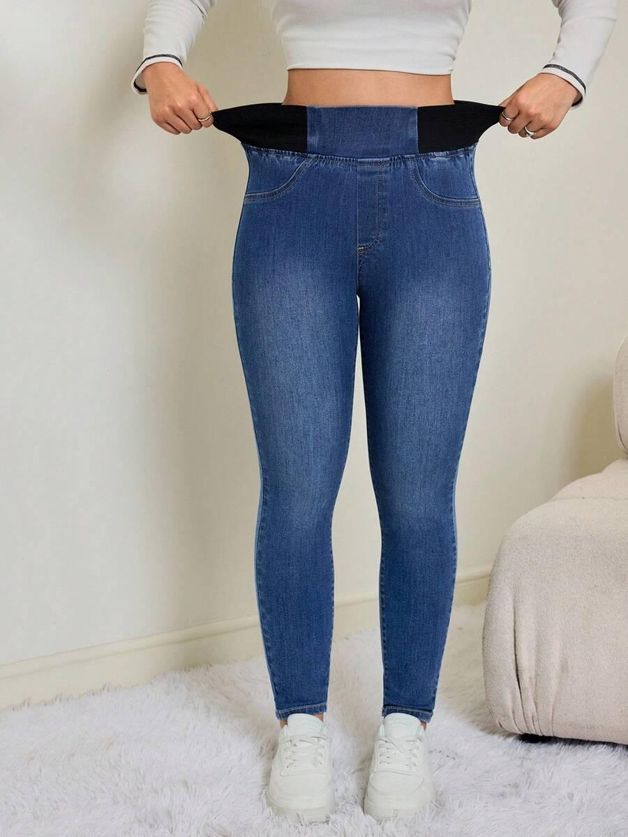 NIEBIESKIE SPODNIE JEANS GUMKA