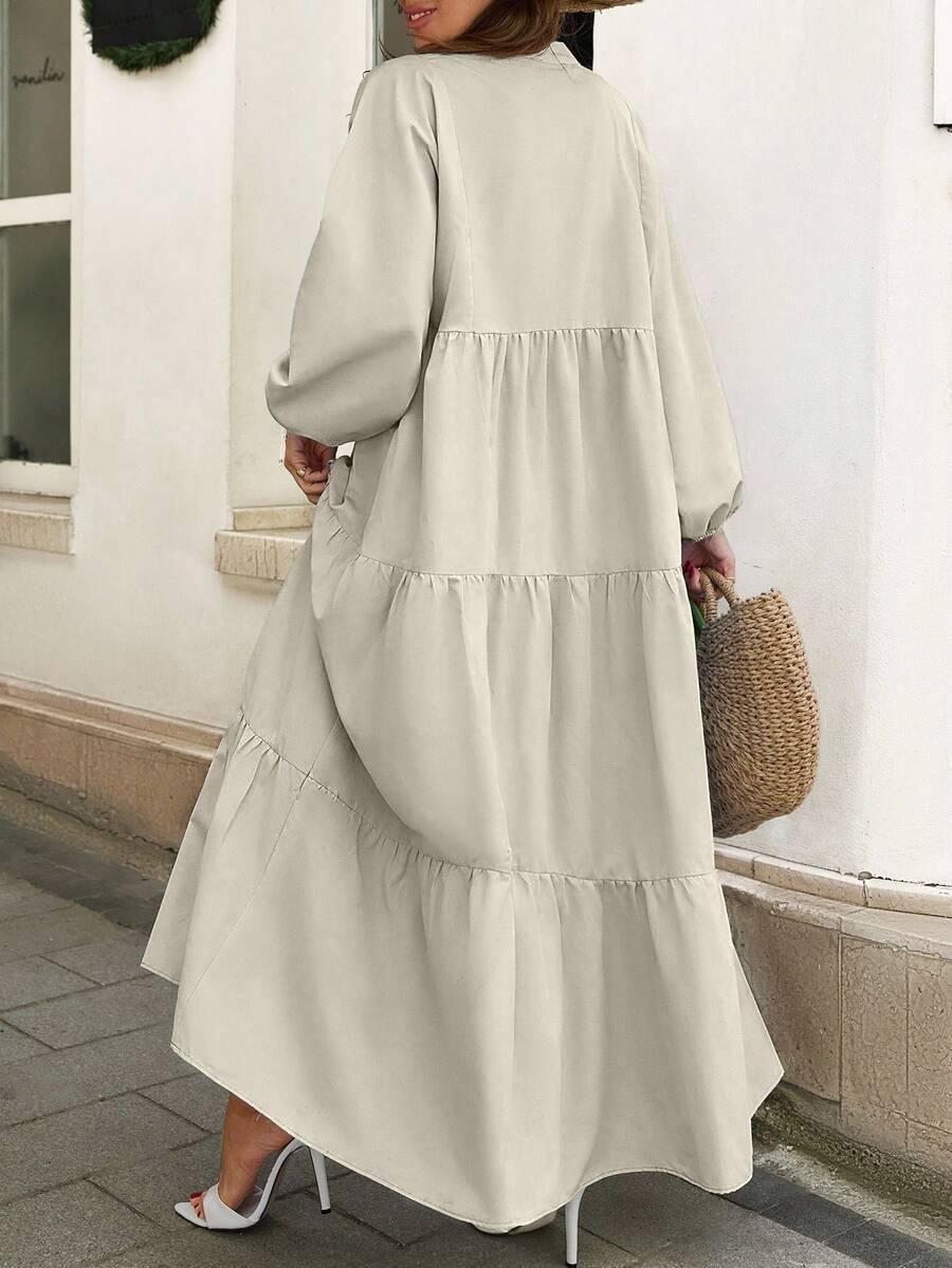 beżowa maxi sukienka