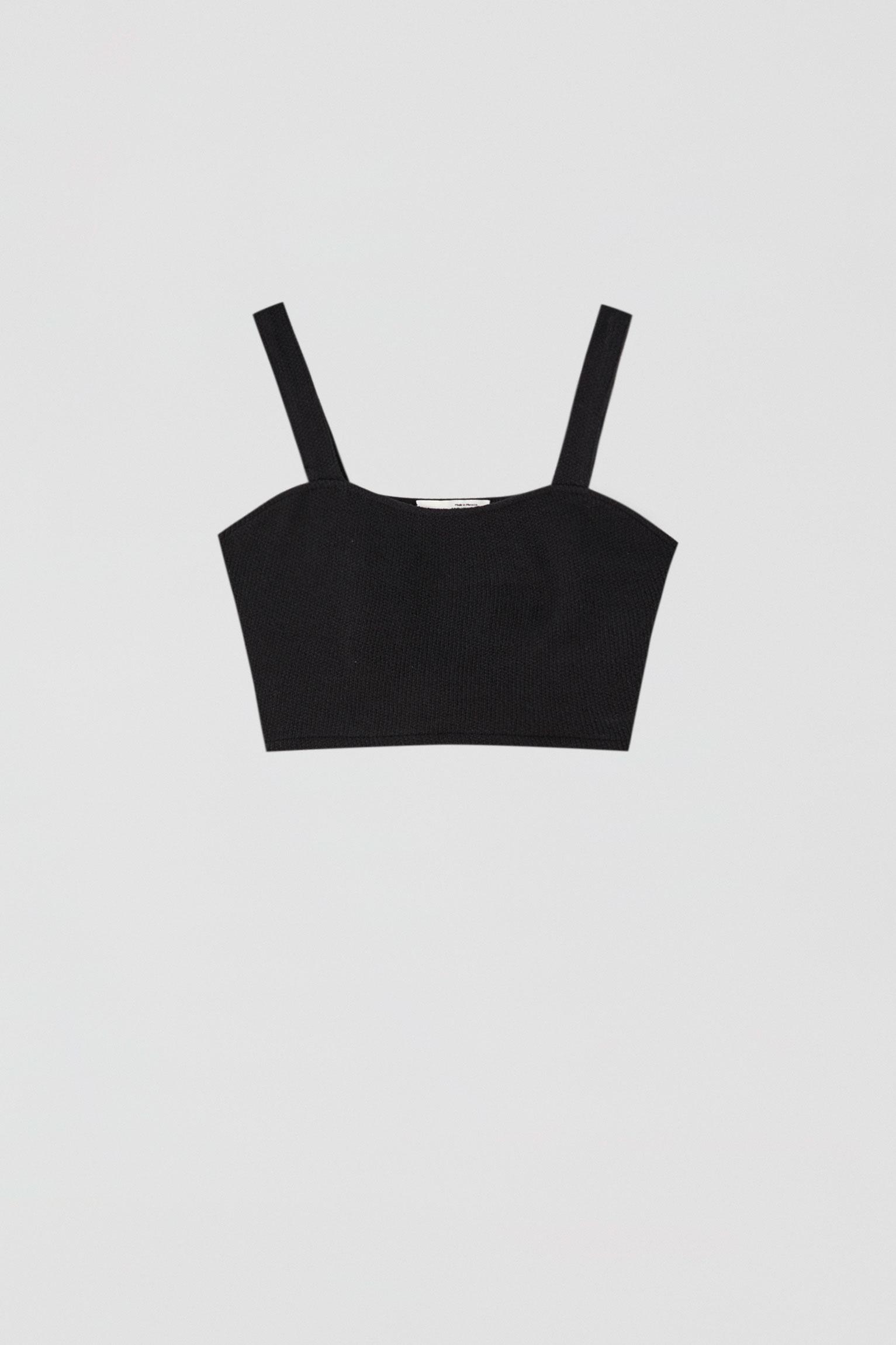 czarny crop top ramiączka