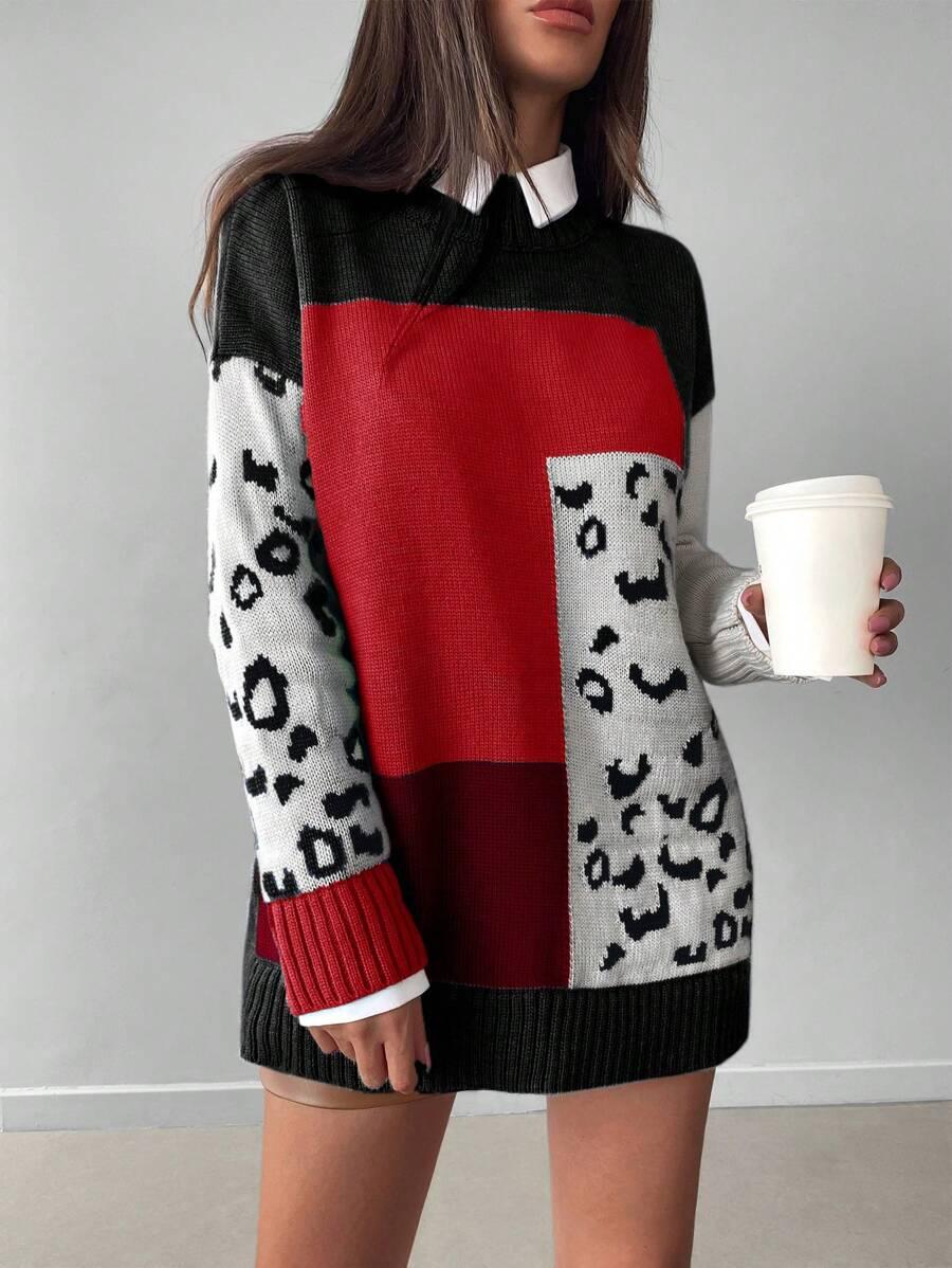 SWETER KONTRAST ANIMAL PRINT