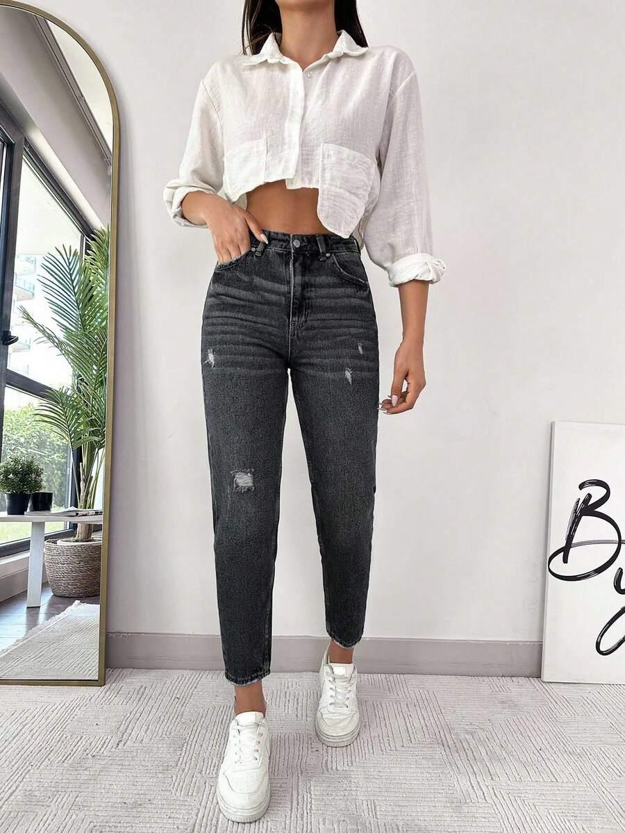 CZARNE SPODNIE JEANS