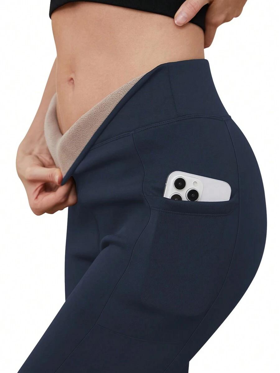 granatowe ocieplane legginsy