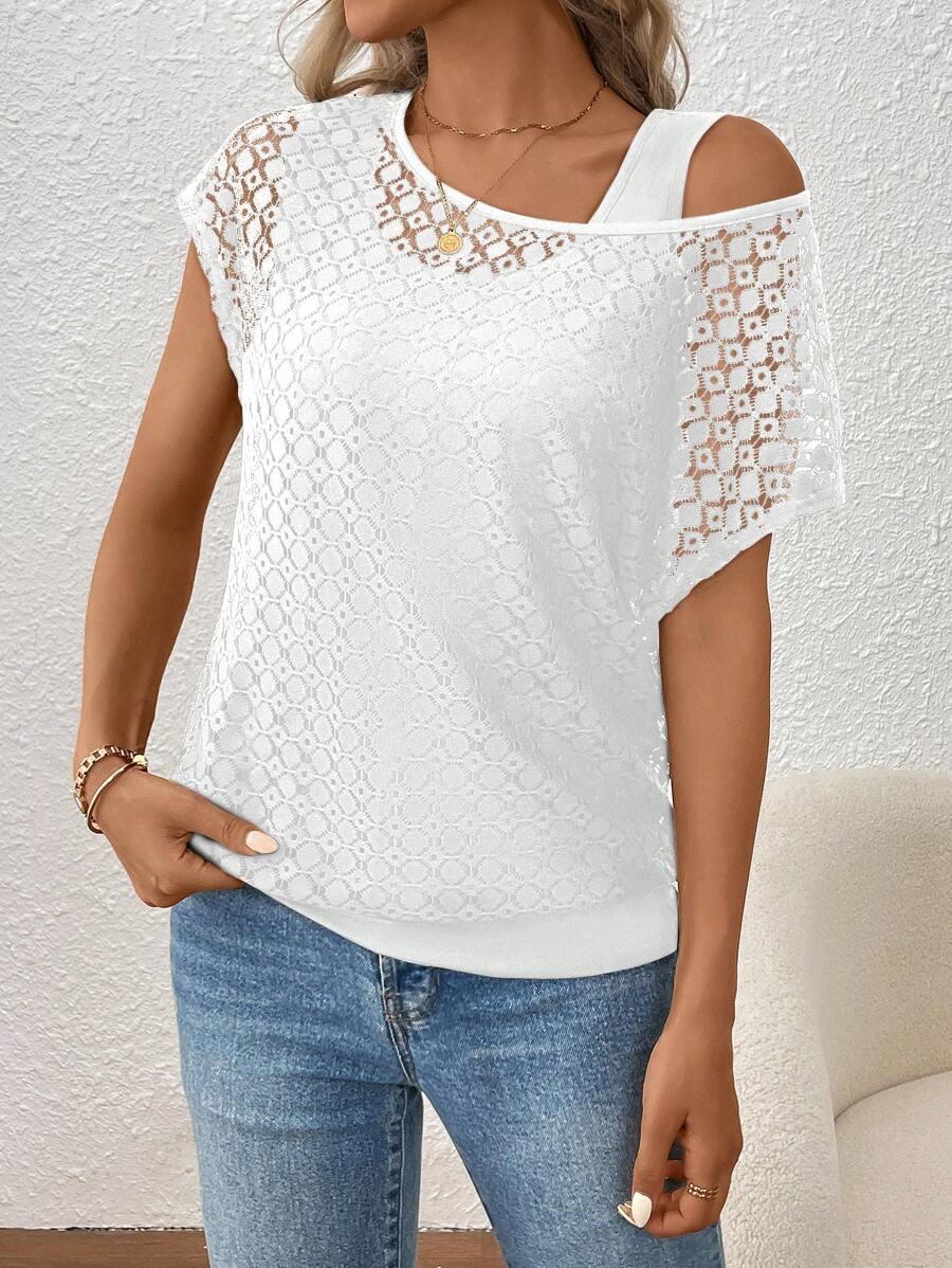 BIAŁY T-SHIRT KORONKA