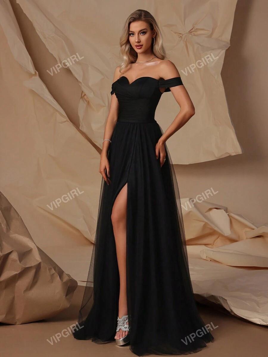 CZARNA MAXI SUKIENKA TIUL