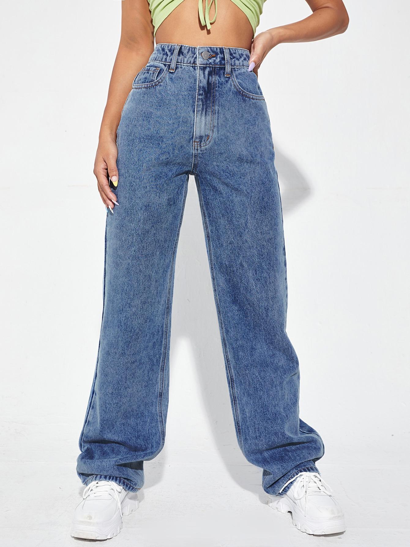 spodnie jeans Z WYSOKIM STANEM