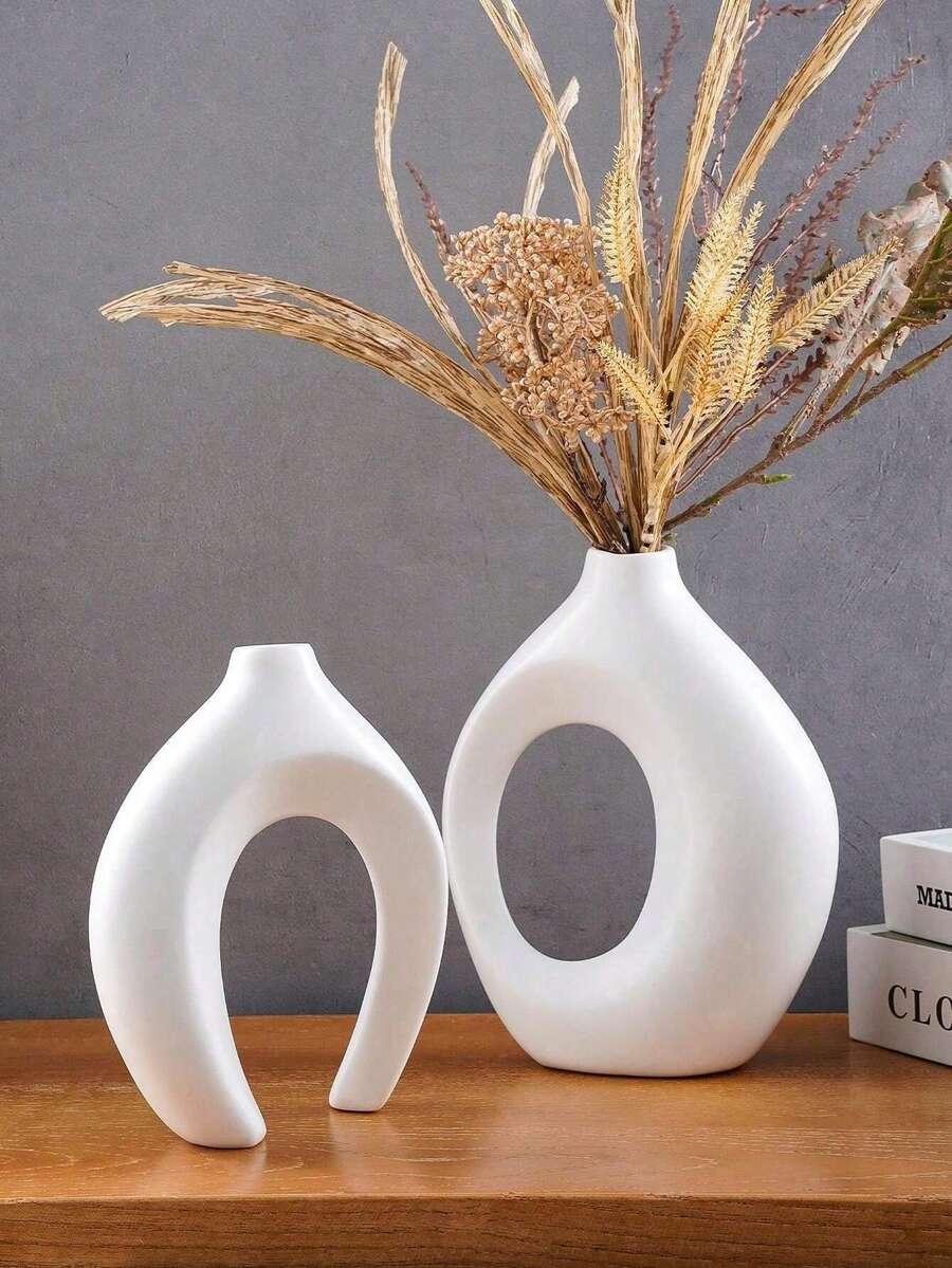 biały asymetryczny wazon 2-pack