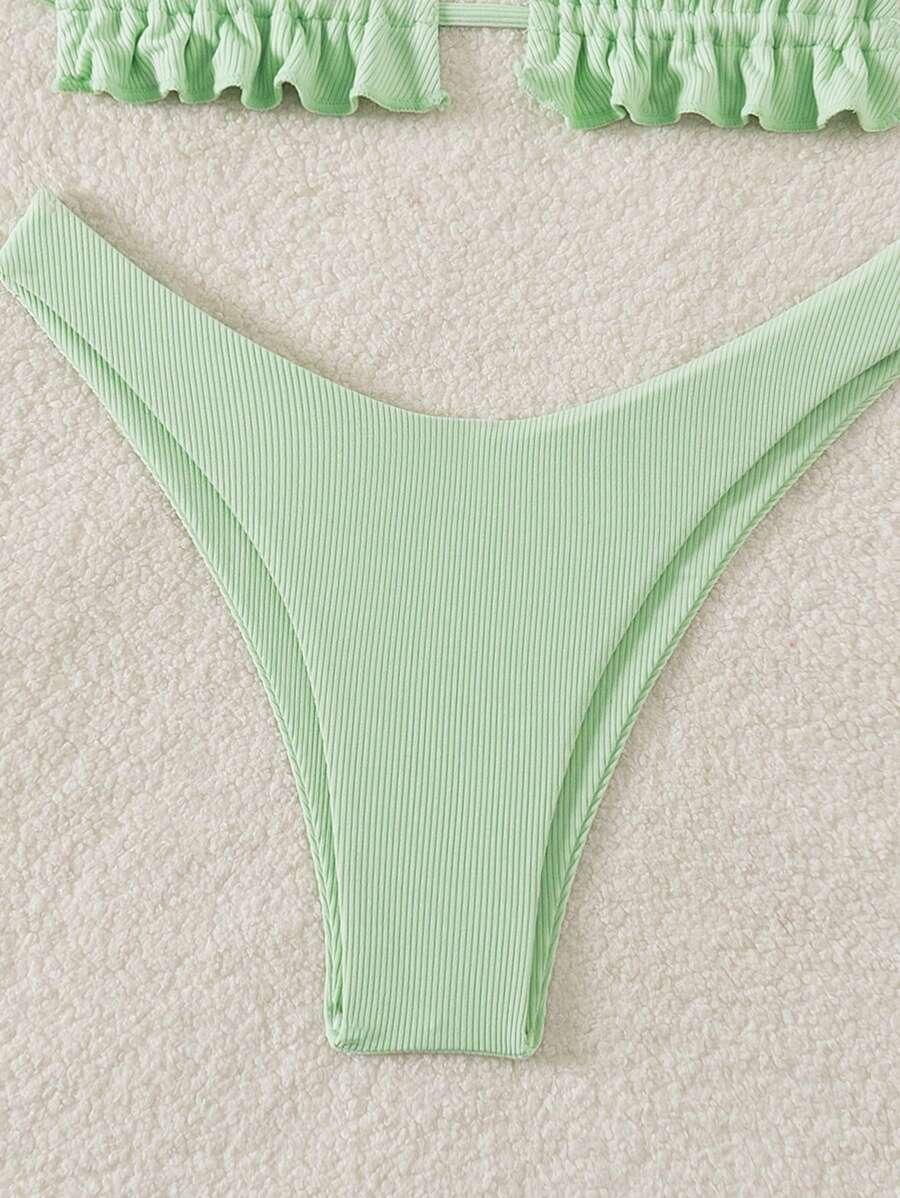 ZIELONY prążkowany DÓŁ OD BIKINI