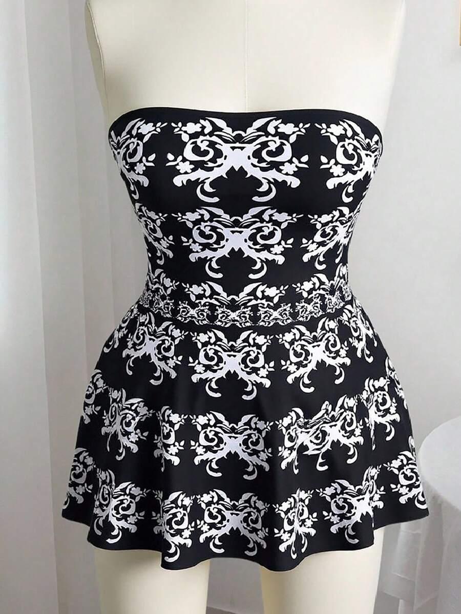 KOMPLET TANKINI Z WZOREM