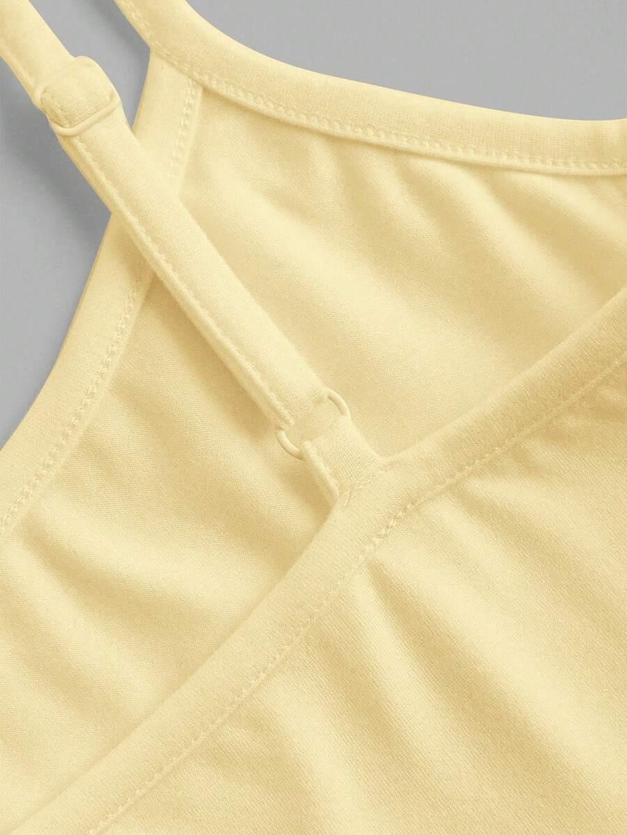 żółty crop top na ramiączkach
