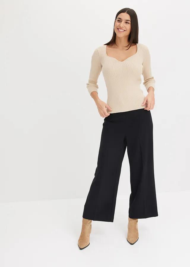 BEŻOWY SWETER PRĄŻKI 
