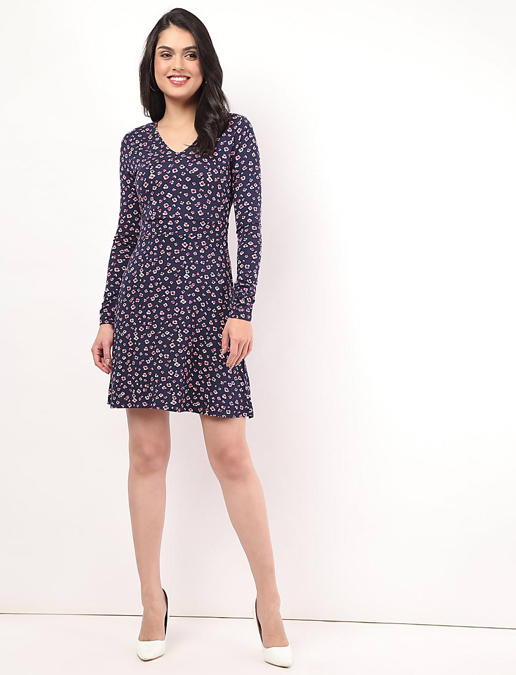 SUKIENKA DŁUGI RĘKAW PRINT T42-4457-F4