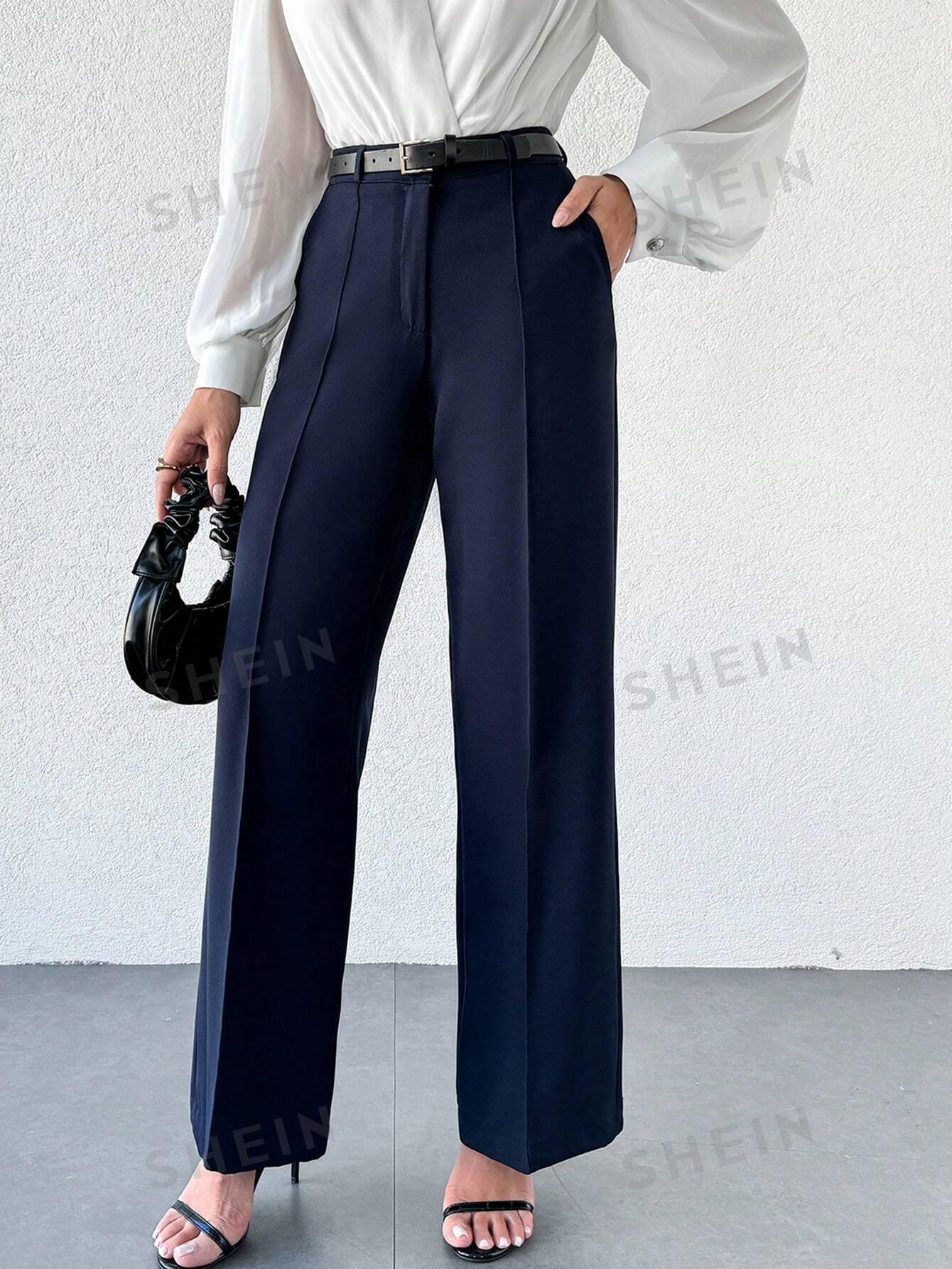 ELEGANCKIE PROSTE SPODNIE WYSOKI STAN