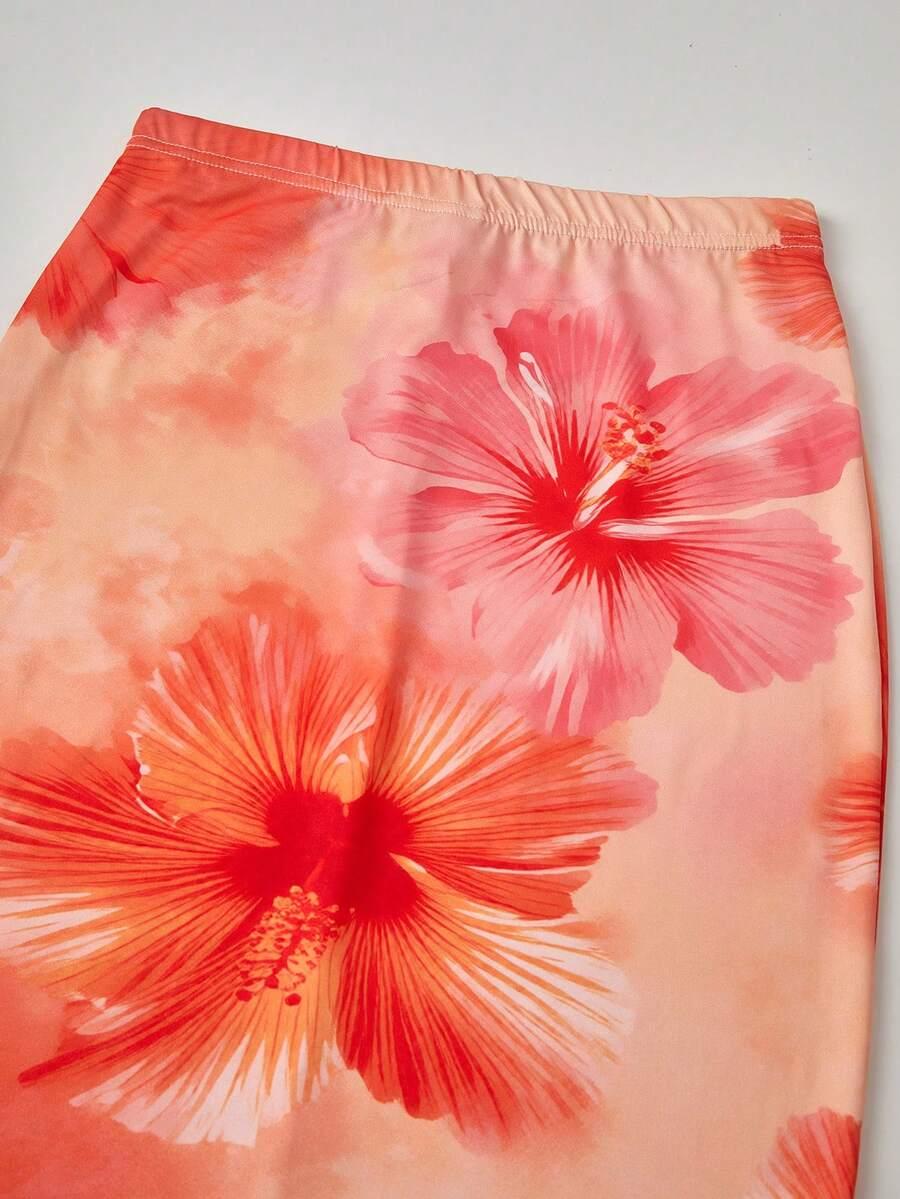 spódnica maxi print kwiaty