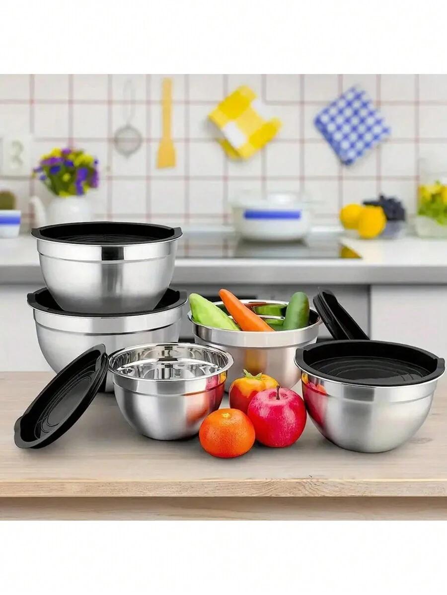 SREBRNA MISKA Z POKRYWKĄ 5-PACK 