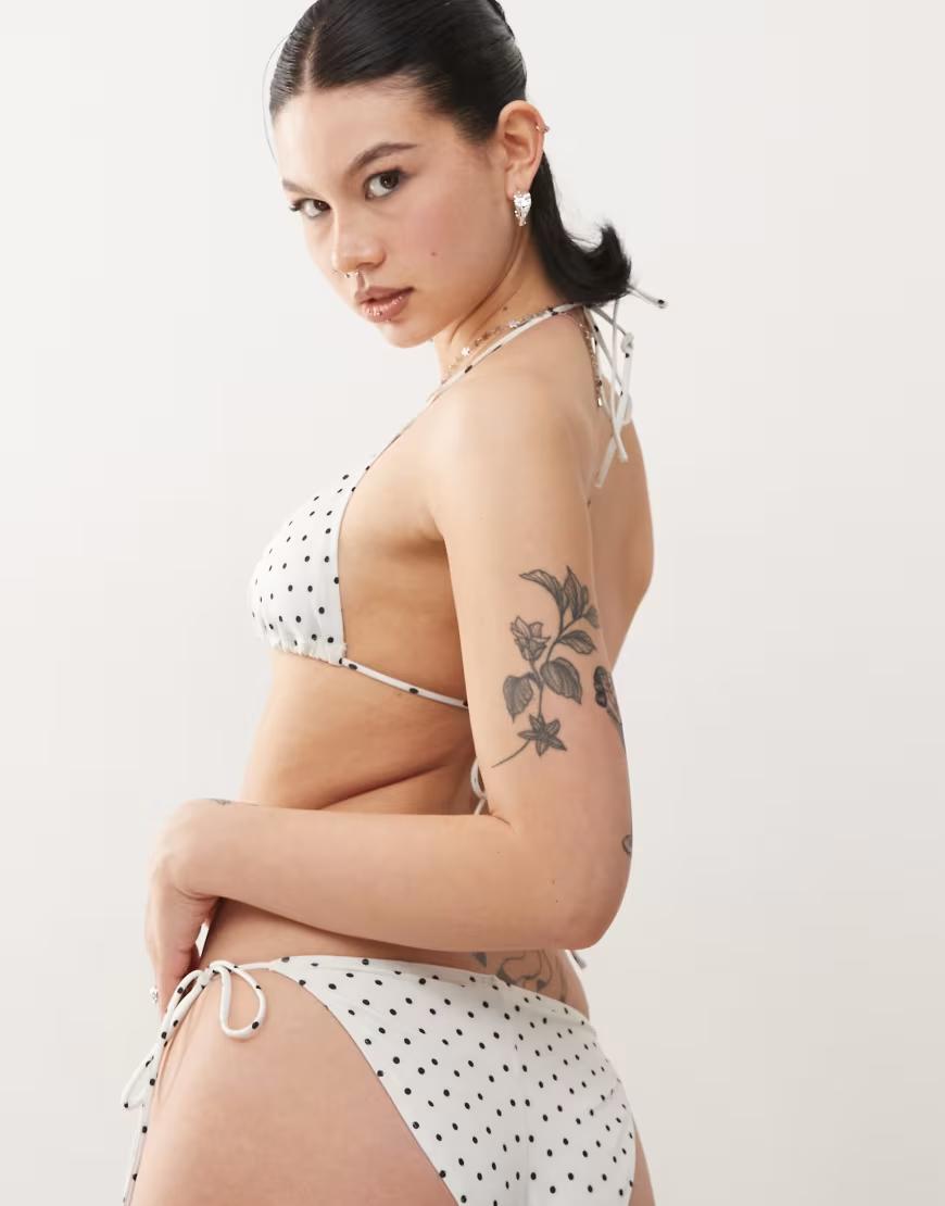 biała góra od bikini wzór groszki