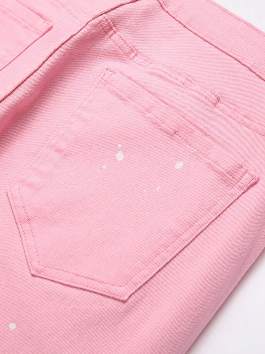 różowe spodnie jeans
