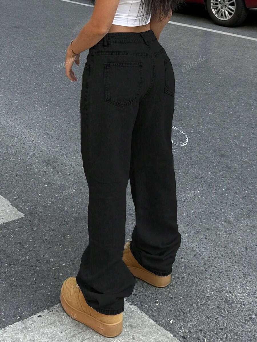 CZARNE SPODNIE JEANS