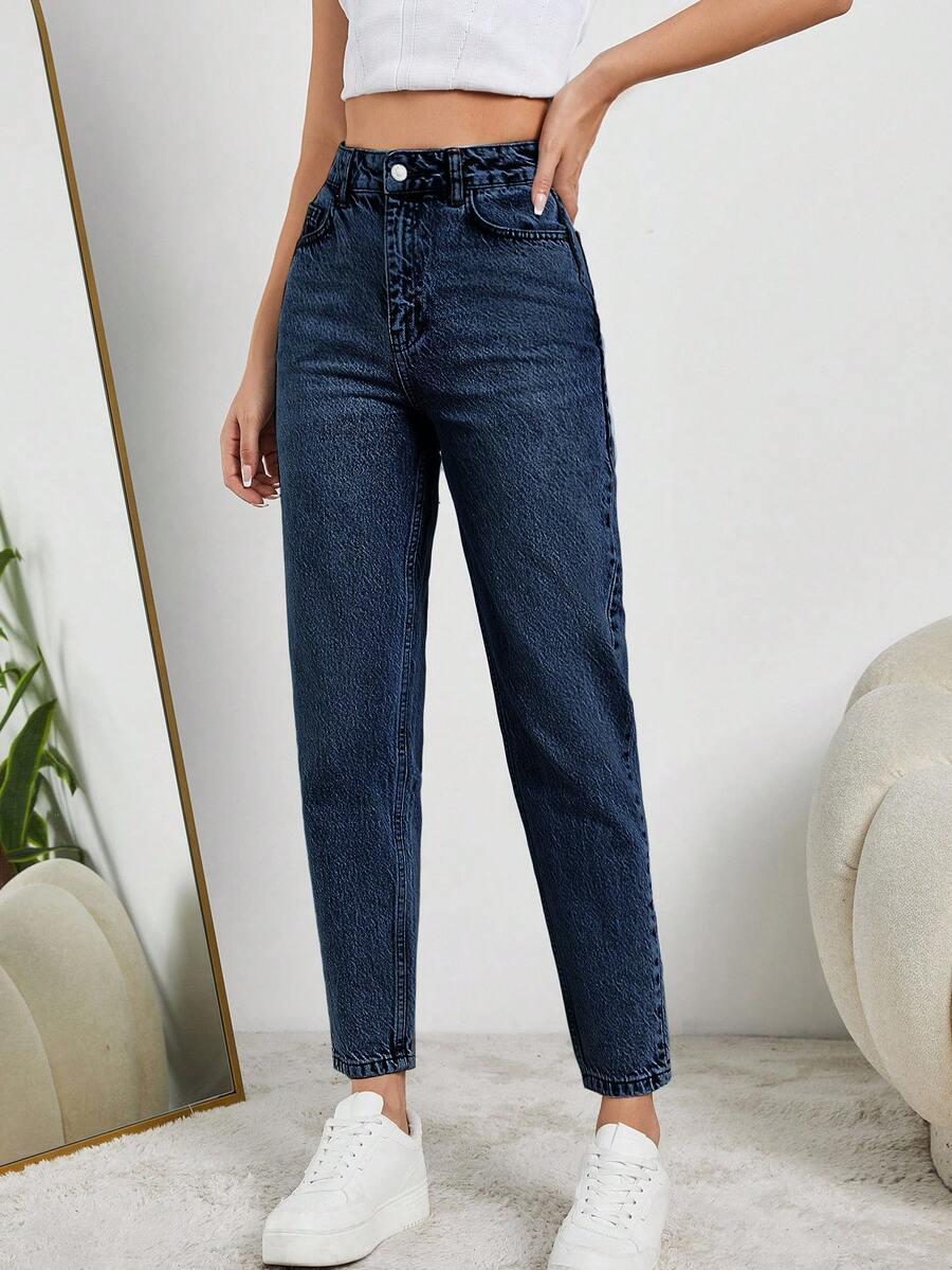 GRANATOWE SPODNIE JEANS
